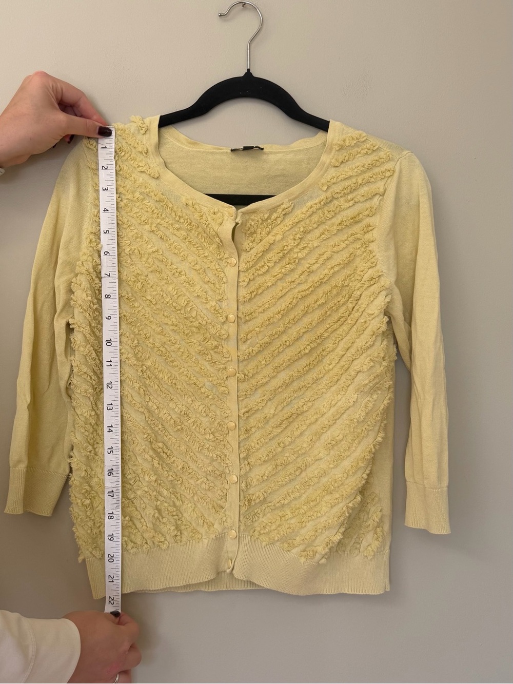 Talbots Yellow Ruffle Cardigan Sweater - Picture 4 of 5